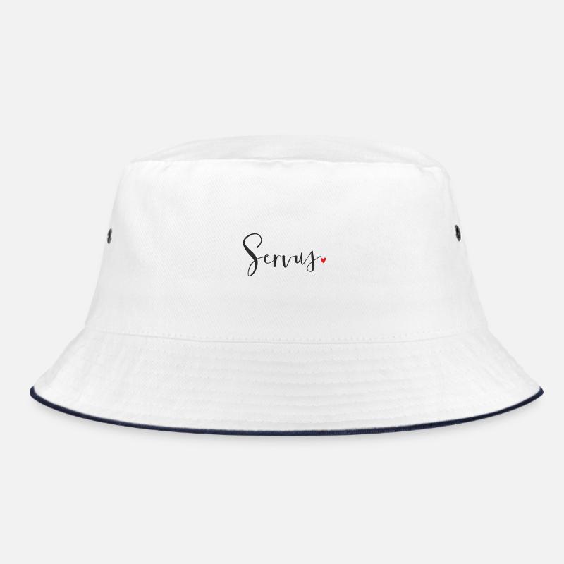 Servus Herz Dekoration Geschenk Gruß - Bucket Hat - Weiß/Navy
