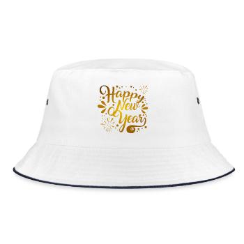 Happy New Year - Bucket Hat - Weiß/Navy - Vorne