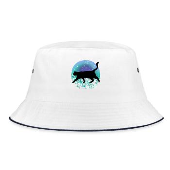 Schwarze Katze - Bucket Hat - Weiß/Navy - Vorne