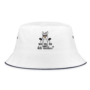 Was soll ich sonst bitte machen - Bucket Hat - Weiß/Navy - Vorne