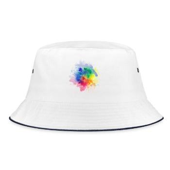Farbenfrohe Kaleidoskop-Verschmelzung - Bucket Hat - Weiß/Navy - Vorne
