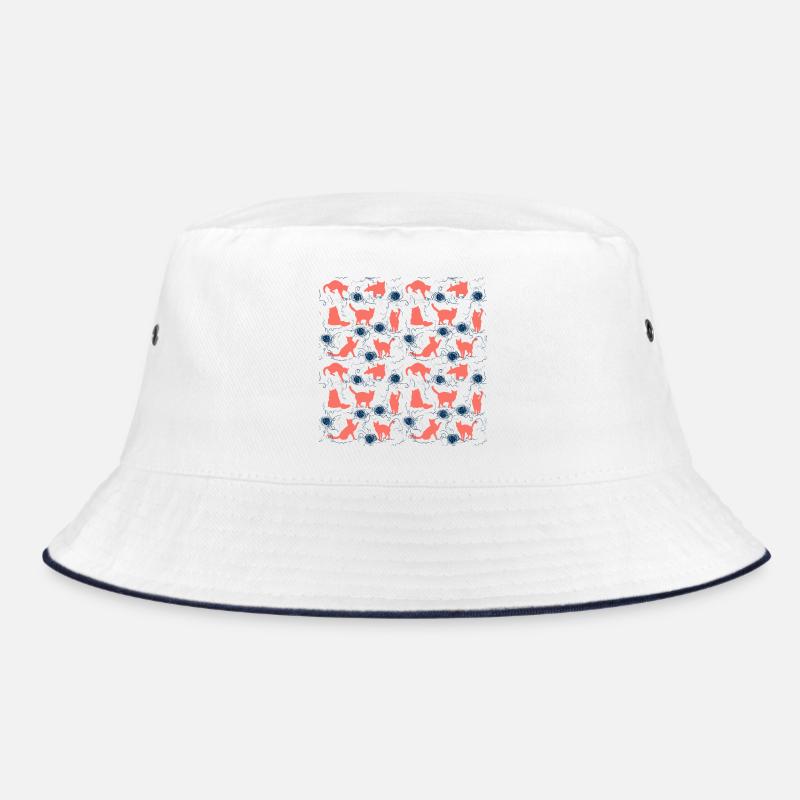 coral kittens - Bucket Hat - white/navy