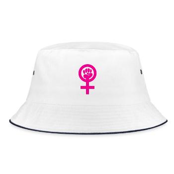 Heftiger Feminismus in Pink - Bucket Hat - Weiß/Navy - Vorne