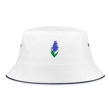 Blumen Frühling Hyazinth Blau - Geschenkidee - Bucket Hat - Weiß/Navy - Vorne