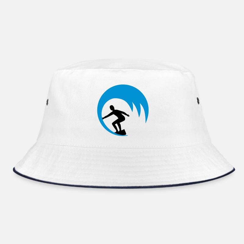 Wellenreiter, Surfer - Bucket Hat - Weiß/Navy