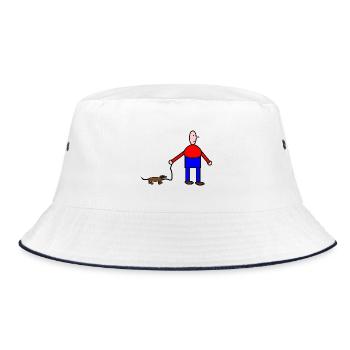 Humorous animal and human drawing - Bucket Hat - white/navy - Front