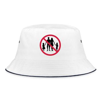 familie verboten schild zone keine kinder geschwis - Bucket Hat - Weiß/Navy - Vorne