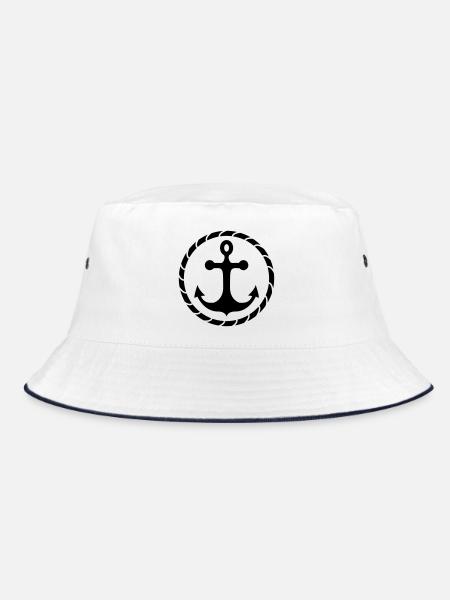 Anker - Bucket Hat - Weiß/Navy - Vorne