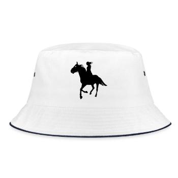 Horses, horse, riding, pony, cowboy, trot, Gallop - Bucket Hat - white/navy - Front