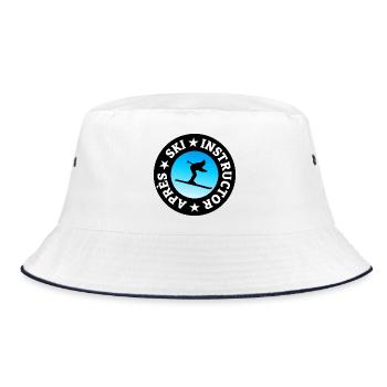 Après-Ski Instructor Skifahrer Skilehrer - Bucket Hat - Weiß/Navy - Vorne