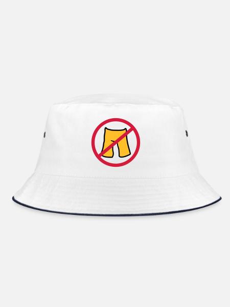 keine hose anziehen kurze shorts verboten schild z - Bucket Hat - Weiß/Navy - Vorne