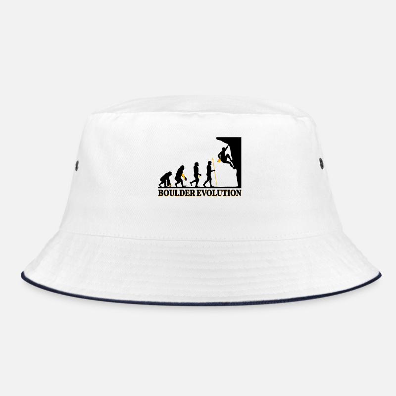 Boulder Evolution Klettern Bergsteigen Spruch Bucket Hat