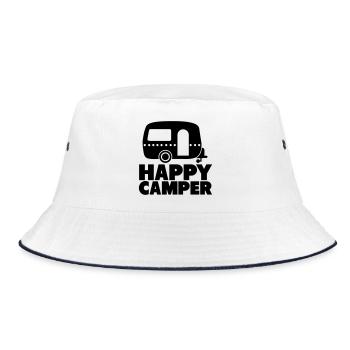 happy camper - Bucket Hat - Weiß/Navy - Vorne