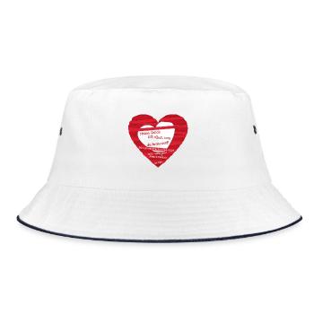 Herz mit Bibelvers Gnade / Korinther - Bucket Hat - Weiß/Navy - Vorne
