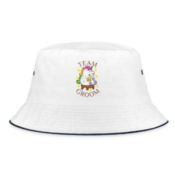 Team Groom Unicorn Partner Look Bachelor Fun - Bucket Hat - white/navy - Front