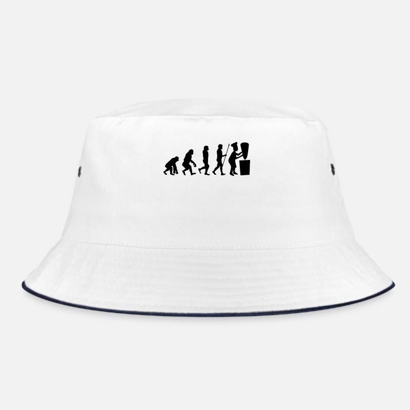 Evolution Döner Kebab Kebap Spieß Fleisch Essen - Bucket Hat - Weiß/Navy