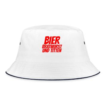 BEER BRATWURST AND TITS - Bucket Hat - white/navy - Front
