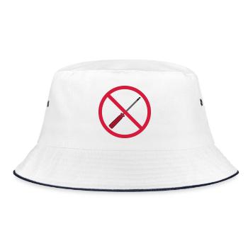 no screwdrivers forbidden sign mech - Bucket Hat - white/navy - Front