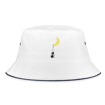 Toddler Swinging Under Moon Street Art - Bucket Hat - white/navy - Front