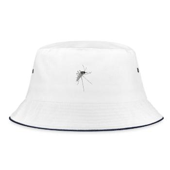 Detailed mosquito illustration - Bucket Hat - white/navy - Front