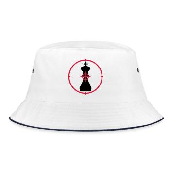 Chess / Schach / Spiel / Geek - Bucket Hat - Weiß/Navy - Vorne