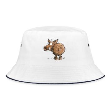 Da steht eine Wildsau I Wildschwein Cartoon  - Bucket Hat - Weiß/Navy - Vorne