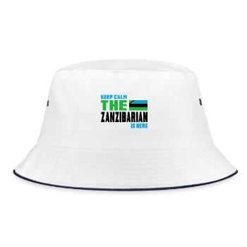 Keep Calm Design / Geschenk Tansania - Bucket Hat - Weiß/Navy - Vorne