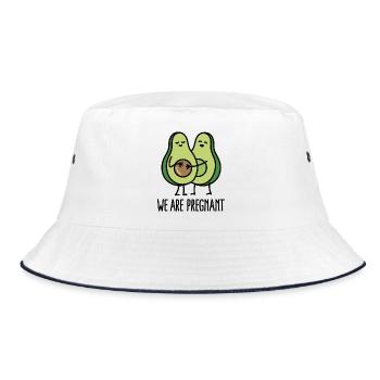 We are pregnant - Avocado - Bucket Hat - Weiß/Navy - Vorne