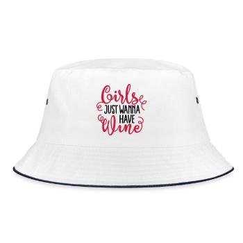 Girls just wanna have wine - Bucket Hat - white/navy - Front