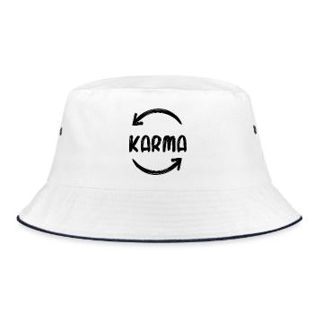 Karma Rebirth Buddhism Spirituality Say - Bucket Hat - white/navy - Front