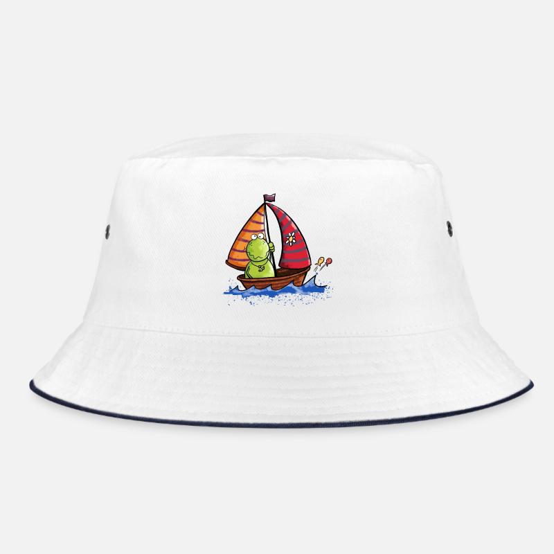 Frog at sea - Boat - Sailing - Ship - Comic Bucket Hat