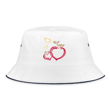 Two apples in heart shape, autumn, fruits, love. - Bucket Hat - white/navy - Front