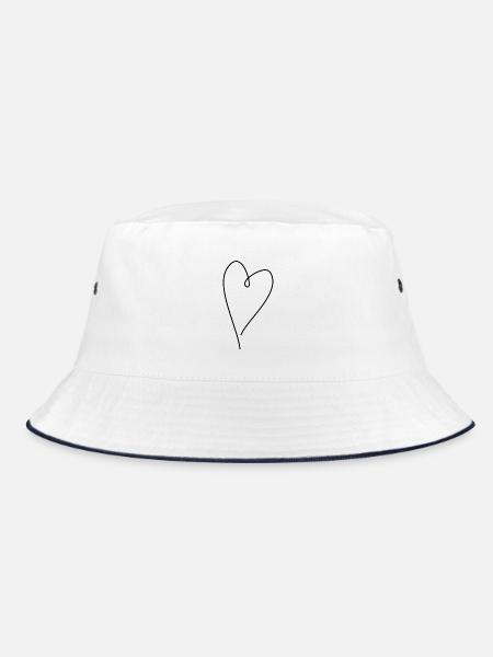 Herz Liebe - Bucket Hat - Weiß/Navy