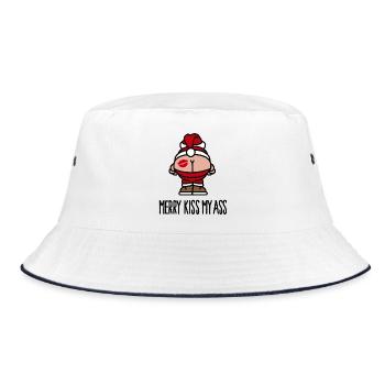 Merry kiss my ass - Bucket Hat - Weiß/Navy - Vorne