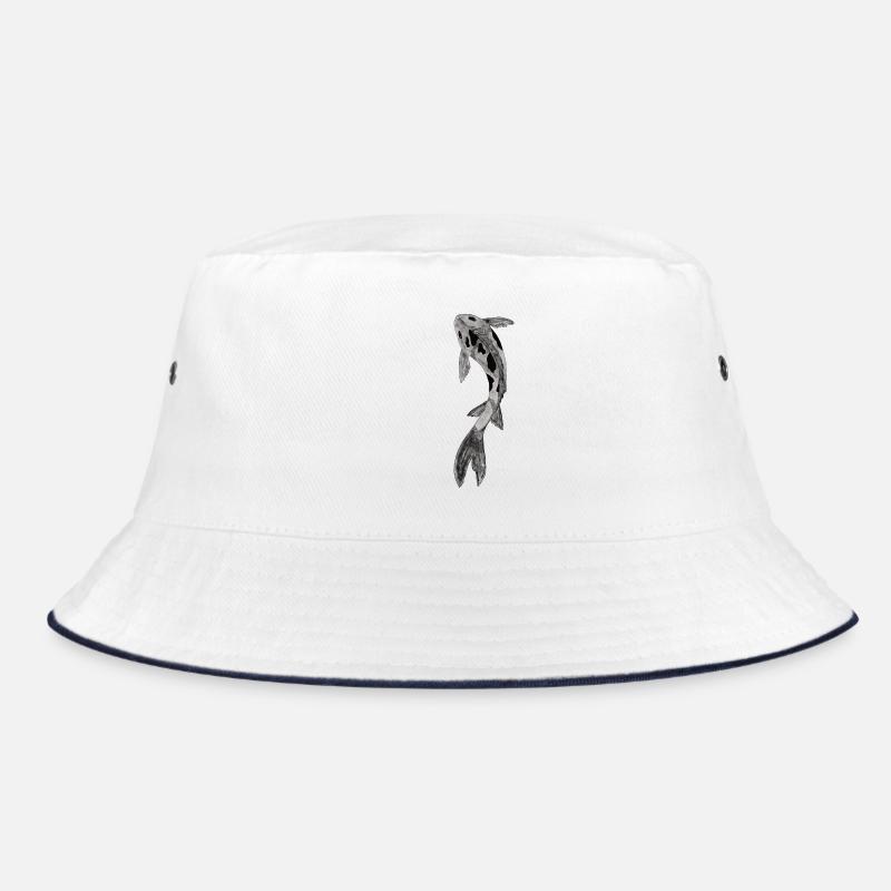 Koi Silhouette auf Schwarz Bucket Hat