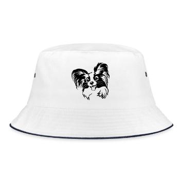 Papillon head - Bucket Hat - white/navy - Front