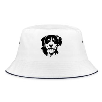 Entlebucher Sennenhund Kopf - Bucket Hat - Weiß/Navy - Vorne