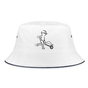 Bauarbeiter mit Schubkarre - Bucket Hat - Weiß/Navy - Vorne