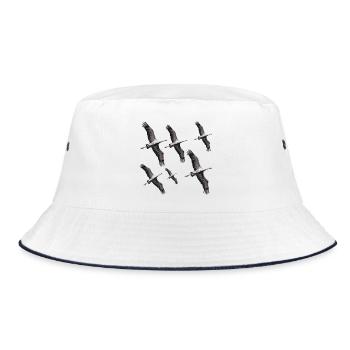 Bird migration cranes - Bucket Hat - white/navy - Front