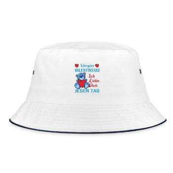 Vergiss Valentinstag - ich liebe Dich jeden Tag - Bucket Hat - Weiß/Navy - Vorne