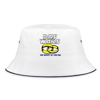 Junggesellenabschied , JGA das wars die Mach(25) - Bucket Hat - Weiß/Navy - Vorne