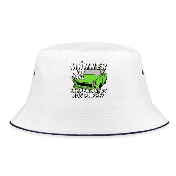 Männer aus Stahl, Auto aus Pappe ,  601 - Bucket Hat - Weiß/Navy - Vorne