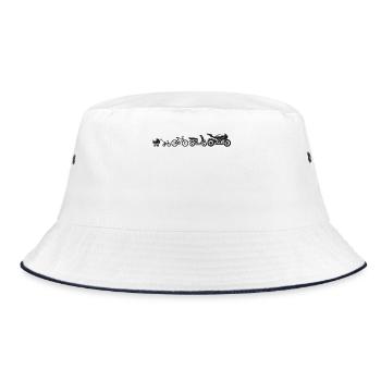 Motorrad Evolution Entwicklung Motorräder Lustig - Bucket Hat - Weiß/Navy - Vorne