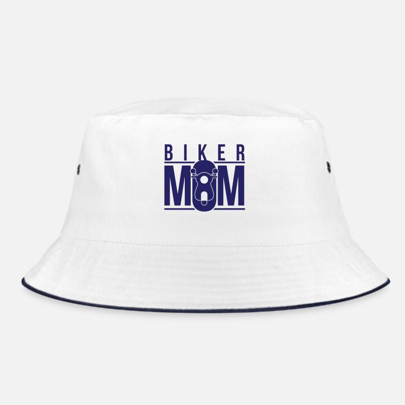 Biker Mutter Mama Motorrad Motorräder Statement - Bucket Hat - Weiß/Navy