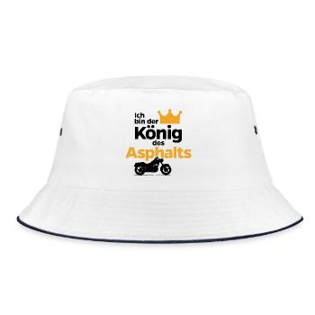 Motorrad Asphalt Biker König Spruch Statement - Bucket Hat - Weiß/Navy - Vorne