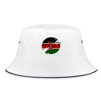 Kenia Vintage Kreis - Bucket Hat - Weiß/Navy - Vorne