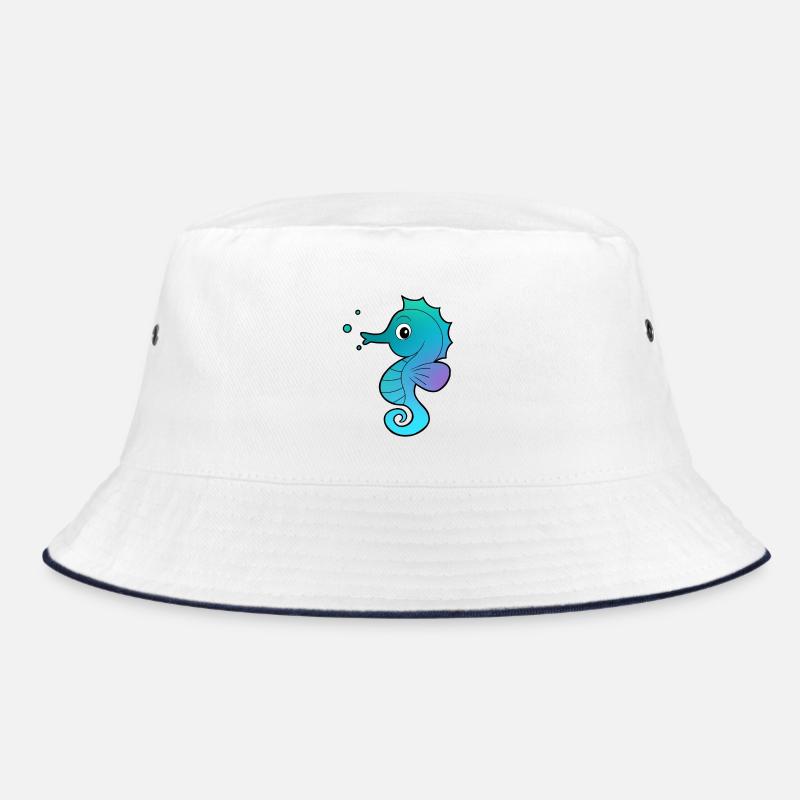 Seepferdchen Seepferd - Bucket Hat - Weiß/Navy