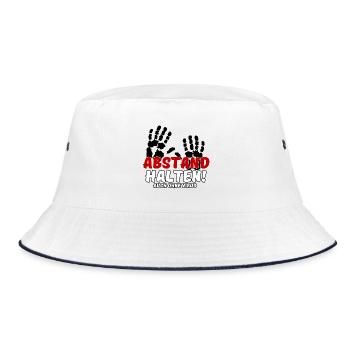 Abstand halten Virus Pandemie Spruch - Bucket Hat - Weiß/Navy - Vorne