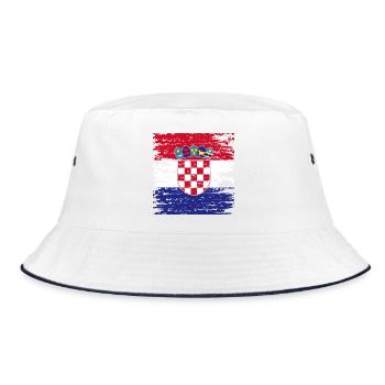 Authentisches kroatisches Flaggenwappen - Bucket Hat - Weiß/Navy - Vorne