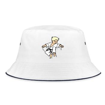 Karate child or judo kid with black belt - Bucket Hat - white/navy - Front